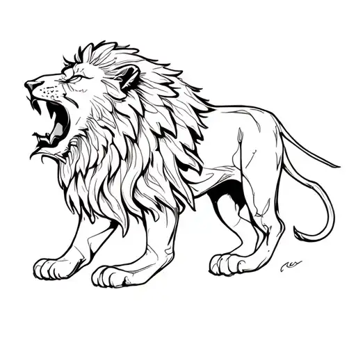 lion roaring tattoo design idea