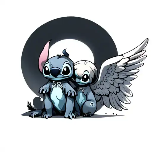 Stitch And Angel tattoo design idea