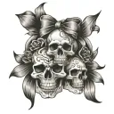 skulls and bows sequence tattoo design idea