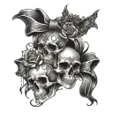 skulls and bows sequence tattoo design idea