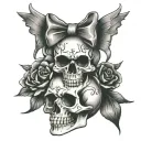skulls and bows sequence tattoo design idea