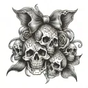 skulls and bows sequence tattoo design idea