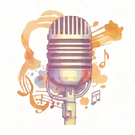 old school microphone surrounded by musical notes tattoo design idea