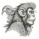 Chinese monkey side profile tattoo design idea