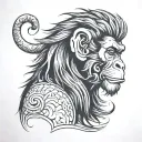 Chinese monkey side profile tattoo design idea