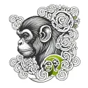 Chinese monkey side profile tattoo design idea