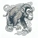 Chinese monkey side profile tattoo design idea