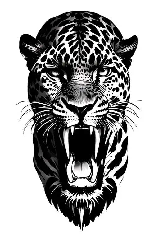 leopard growling tattoo design idea