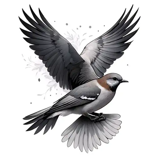 a dove and robin flying together tattoo design idea