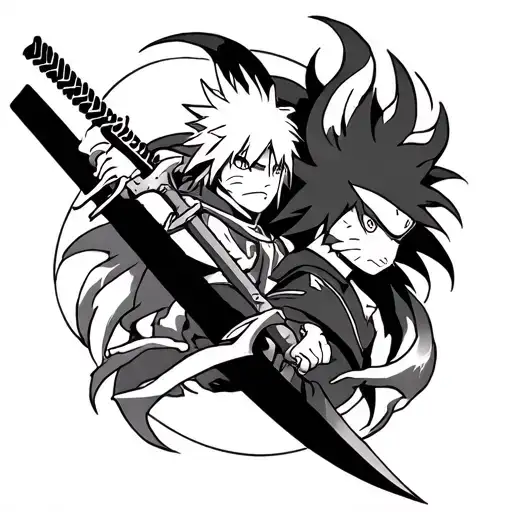 minato kunai I with kurama and Naruto tattoo design idea