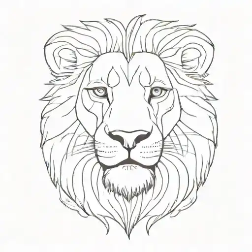 A minimalist tattoo design of a lion's face, symbolizing the journey through major depression. tattoo design idea