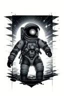 light build with astronaut floating inside instead of the light filament  tattoo design idea