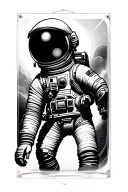 light build with astronaut floating inside instead of the light filament  tattoo design idea