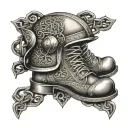 An intricate Celtic knotwork design incorporating a soldier's helmet and boots tattoo design idea