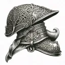 An intricate Celtic knotwork design incorporating a soldier's helmet and boots tattoo design idea