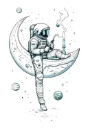 Picture an astronaut in a spacesuit sitting on the moon and going to smoke a bong. You can add stars and planets to the station tattoo design idea