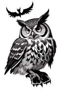 gothic emo owl perched  tattoo design idea