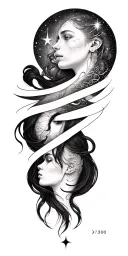 birth date and star sign intertwined tattoo design idea