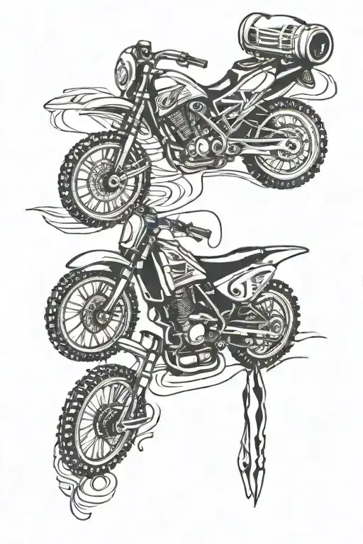 dirtbike tribal and boxing gloves hanging tattoo design idea