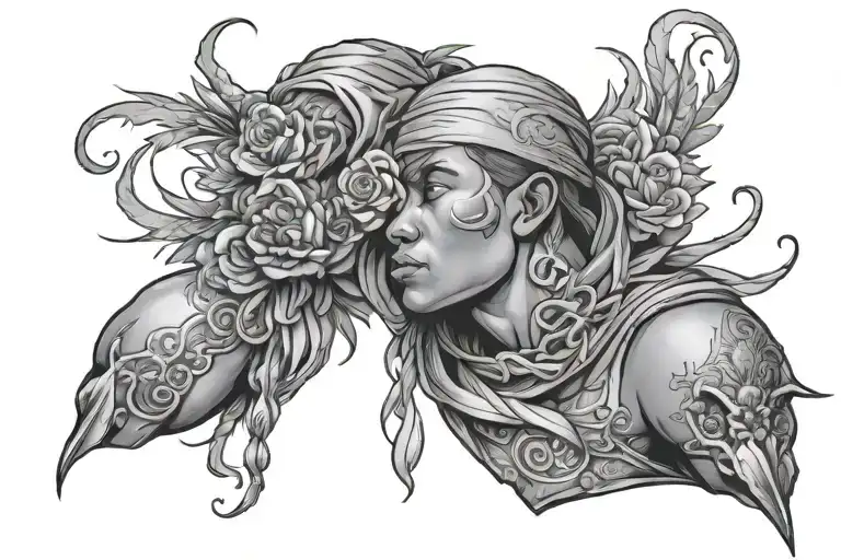 ortiz with a rosery wrapped tattoo design idea