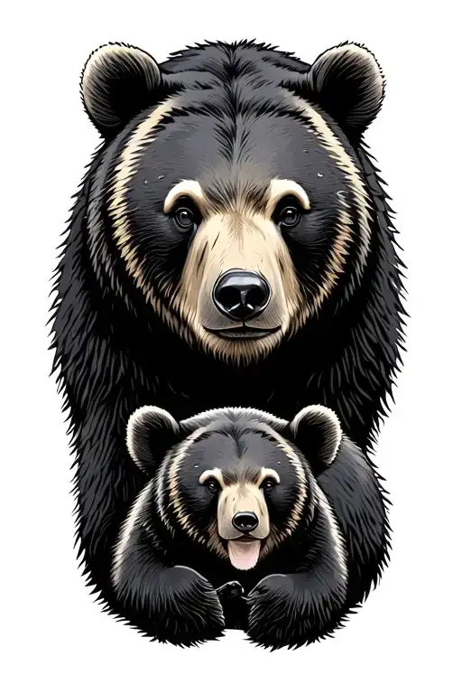 Mama Bear papa bear 2 cubs surrounded tattoo design idea