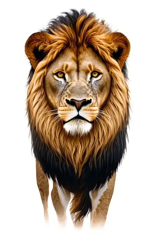 African savanna with lion head tattoo design idea