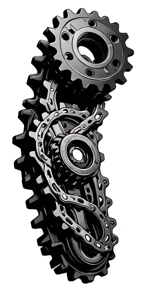 sprockets chains mechanical tattoo design idea