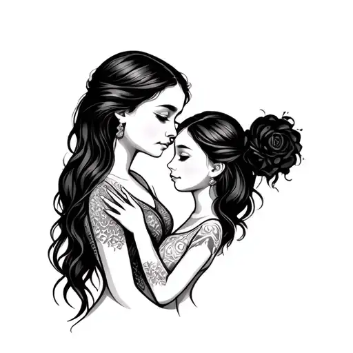 Mother And 2 Daughters tattoo design idea