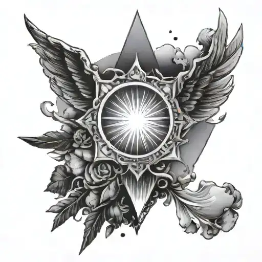 destiny determination sunlight rays beaming tattoo design idea
