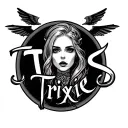 "Trixie" halo over name tattoo design idea