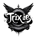 "Trixie" halo over name tattoo design idea