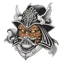 Kitsune mask with Darth Vader tattoo design idea