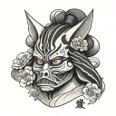Kitsune mask with Darth Vader tattoo design idea