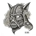 Kitsune mask with Darth Vader tattoo design idea