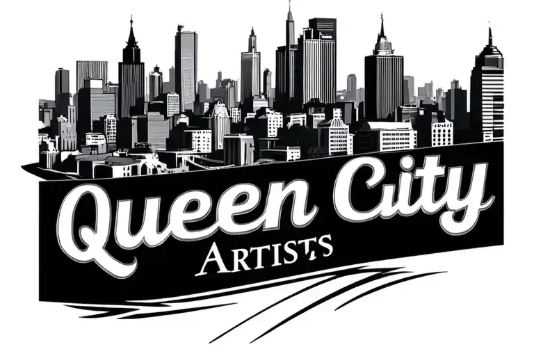 Queen City Artists logo city scape tattoo design idea