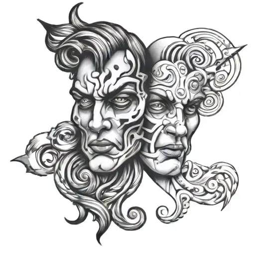 Gemini Two Face tattoo design idea