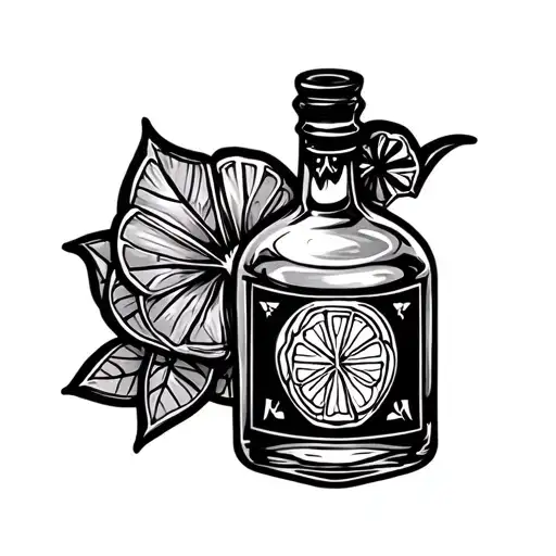 kojot w tequila bottle tattoo design idea