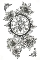 4 leaf clover clock hands tattoo design idea