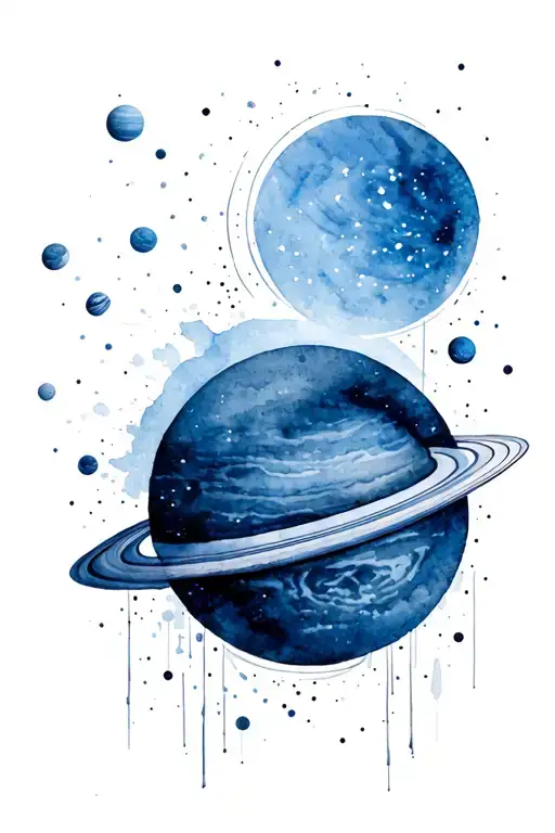 solar system planets with Geometric Elements tattoo design idea