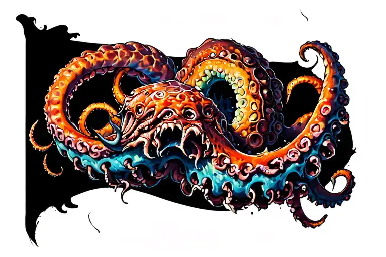Kraken tentacle wrapped tattoo design idea