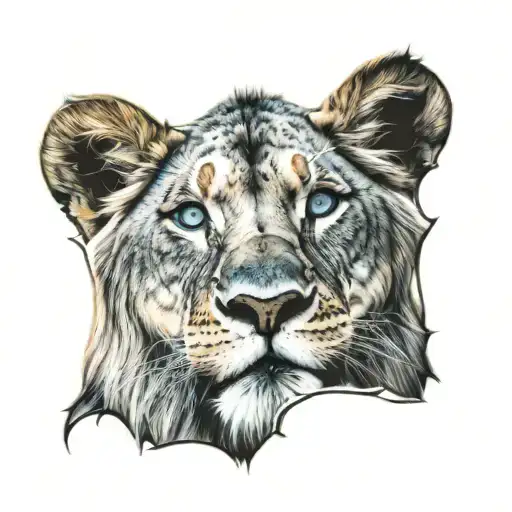 Lion with blue eyes tattoo design idea