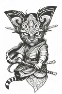 cat samurai warrior anbu mask tattoo design idea