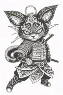 cat samurai warrior anbu mask tattoo design idea