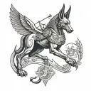 Anubis with zodiac libra scale tattoo design idea