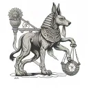 Anubis with zodiac libra scale tattoo design idea