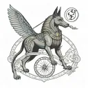 Anubis with zodiac libra scale tattoo design idea