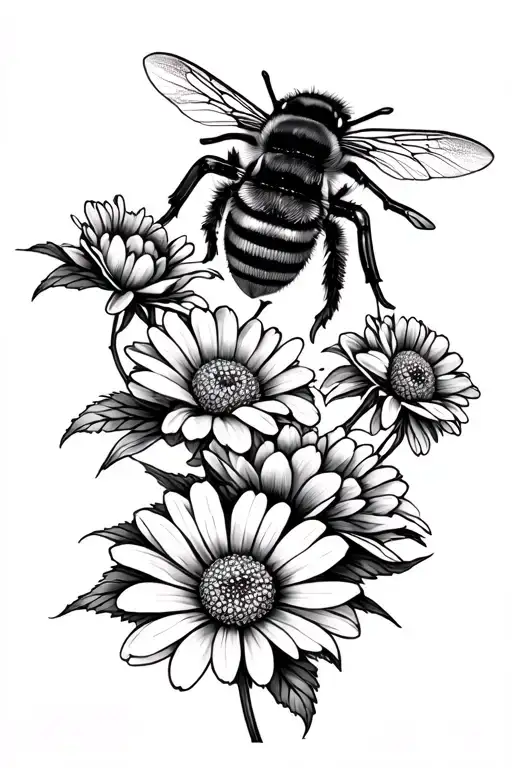 daisy, peony, bike, manchester bee tattoo design idea