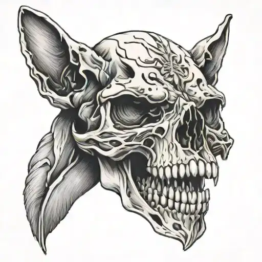 dog skull tattoo design idea
