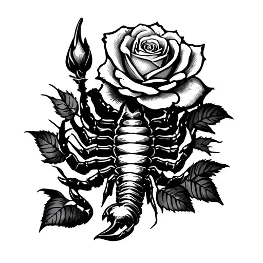 Scorpion and rose tattoo tattoo design idea
