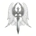st michael sword one angel wing tattoo design idea